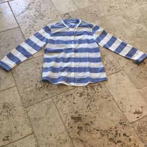 Blue and white striped banana republic blouse